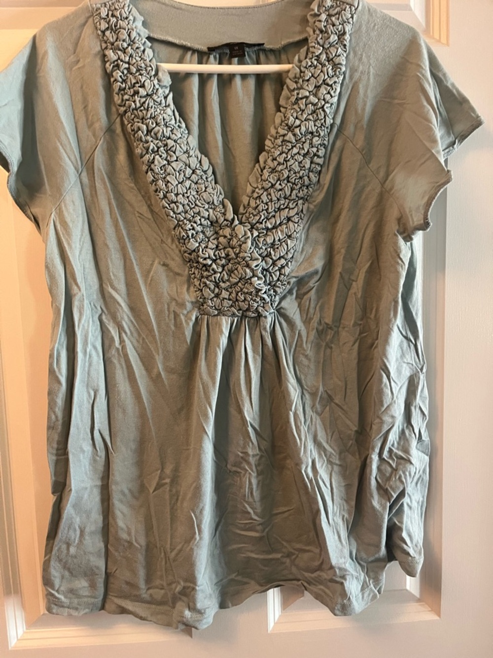 Women's Soft Sage Ruffled V-Neck Tunic